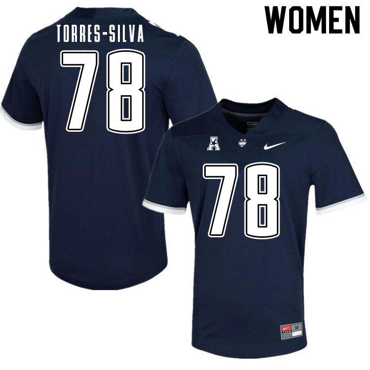 Women #78 Andrew Torres-Silva Uconn Huskies College Football Jerseys Sale-Navy - Click Image to Close